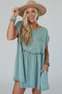 Corded Texture Frill Hem Pocketed Swing Mini Dress